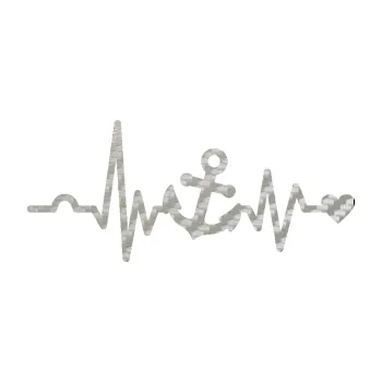 Samolepicí dekorace na vozidlo Srdeční tep 031 pravá kotva (52 - 3D karbon stříbrný) SAMOLEPKA NA AUTO, NÁLEPKA, FÓLIE, POLEP, TUNING, VLASTNÍ TEXT, TISK, AUTOSAMOLEPKY.cz, POLEPY, OBRÁZEK, LOGO, 3D STICKERS