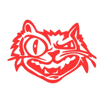 Samolepicí dekorace na vozidlo Zlý kocour levá (02 - světle červená) SAMOLEPKA NA AUTO, NÁLEPKA, FÓLIE, POLEP, TUNING, VLASTNÍ TEXT, TISK, AUTOSAMOLEPKY.cz, POLEPY, OBRÁZEK, LOGO, 3D STICKERS