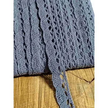 Krajka Bavlněná krajka šíře 15 mm paličkovaná tmavě šedá