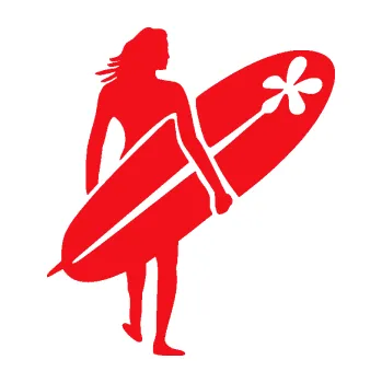 Polep vozidla SAMOLEPKA Surfařka 003 pravá (10 - červená) NA AUTO, NÁLEPKA, FÓLIE, POLEP, TUNING, VLASTNÍ TEXT, TISK, AUTOSAMOLEPKY.cz, POLEPY, OBRÁZEK, LOGO, SAMOLEPKY