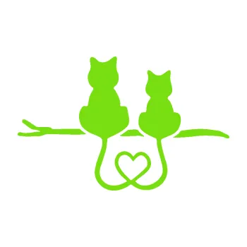 Samolepící dekorace Zamilované kočky spojené ocásky levá (04 - zelená kawasaki) SAMOLEPKA NA AUTO, NÁLEPKA, FÓLIE, POLEP, TUNING, VLASTNÍ TEXT, TISK, AUTOSAMOLEPKY.cz, POLEPY, OBRÁZEK, LOGO, 3D STICKERS