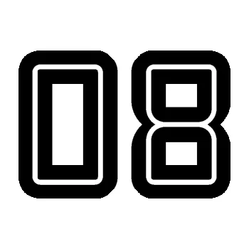 Polep vozidla Startovní číslo 08 typ 7 (01 - černá) SAMOLEPKA NA AUTO, NÁLEPKA, FÓLIE, POLEP, TUNING, VLASTNÍ TEXT, TISK, AUTOSAMOLEPKY.cz, POLEPY, OBRÁZEK, LOGO, 3D STICKERS