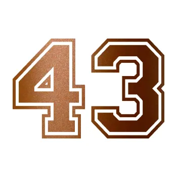 Polep vozidla Startovní číslo 43 typ 4 (44 - měděná metalíza) SAMOLEPKA NA AUTO, NÁLEPKA, FÓLIE, POLEP, TUNING, VLASTNÍ TEXT, TISK, AUTOSAMOLEPKY.cz, POLEPY, OBRÁZEK, LOGO, 3D STICKERS