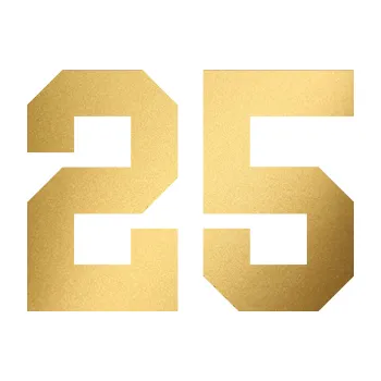 Polep vozidla SAMOLEPKA NA AUTO Startovní číslo 25 (43 - zlatá metalíza) NÁLEPKA, FÓLIE, POLEP, TUNING, VLASTNÍ TEXT, TISK, AUTOSAMOLEPKY.cz, POLEPY, OBRÁZEK, LOGO, SAMOLEPKY