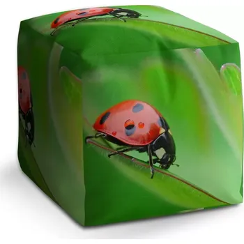 Taburet Taburet Kostka Beruška na listě: 40x40x40 cm - Sablio