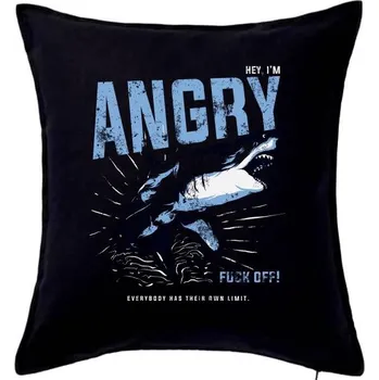 Polštář Shark angry - Polštář 50x50 - 50x50 - Pouze potah ( Černá )
