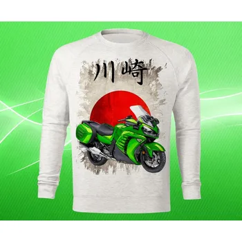 Pánská mikina mikina Kawasaki CONCOURS pánská M (mikina s motorkou světle šedý melír)