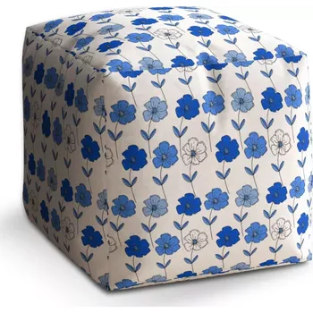 Taburet Taburet Kostka Modré květiny: 40x40x40 cm - Sablio