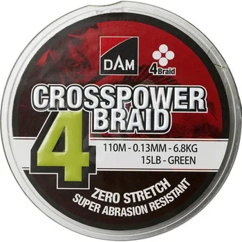 DAM pletená šňůra Crosspower 4-Braid 150m 0.10mm 4.5kg GREEN