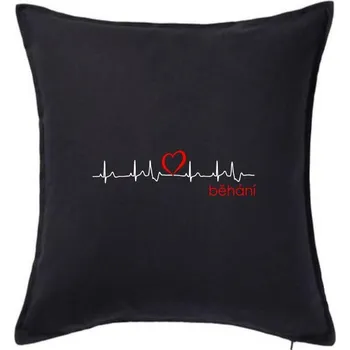 Polštář Moje srdce bije pro běhání - Polštář 50x50 - 50x50 - Včetně výplně ( Černá )
