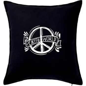 Polštář Peaceful world logo - Polštář 50x50 - 50x50 - Včetně výplně ( Černá )