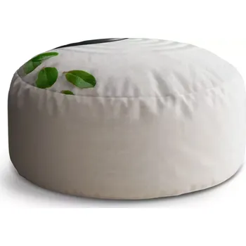 Sedací pytel Kulatý taburet Circle Listy a kámen: 38x48 cm - Sablio