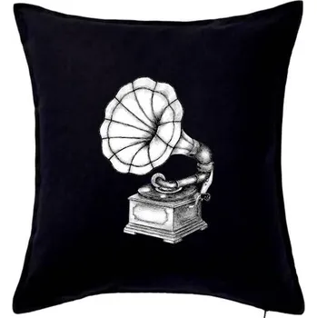 Polštář Gramofon kresba - Polštář 50x50 - 50x50 - Pouze potah ( Černá )