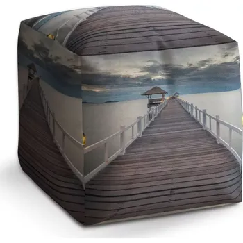 Taburet Taburet Kostka Dřevěné molo: 40x40x40 cm - Sablio