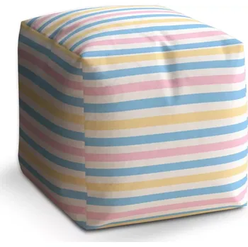 Taburet Taburet Kostka Barevné pruhy: 40x40x40 cm - Sablio