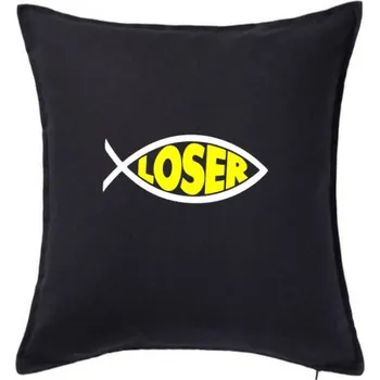 Polštář Rybaření - Loser - Polštář 50x50 - 50x50 - Včetně výplně ( Černá )