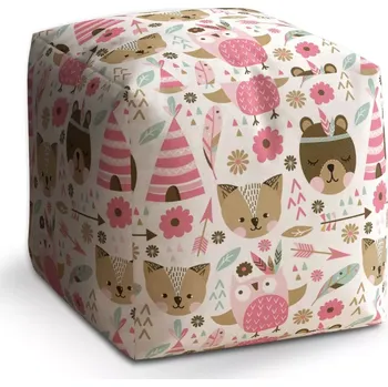 Taburet Taburet Kostka Lesní zvířátka: 40x40x40 cm - Sablio