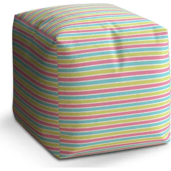 Taburet Taburet Kostka Proužky: 40x40x40 cm - Sablio