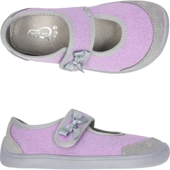 Dívčí bačkory Bačkory plátěnky 3F 3BE2/9R bar3foot super flexi fialkové barefoot, suchý zip velikost: 24