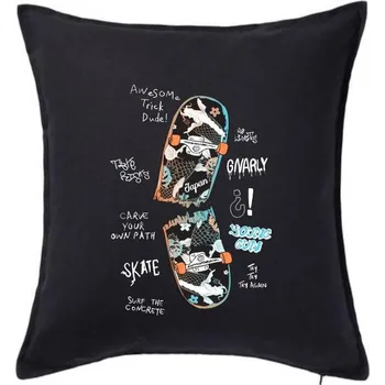 Polštář Zlomený skate - Polštář 50x50 - 50x50 - Pouze potah ( Černá )