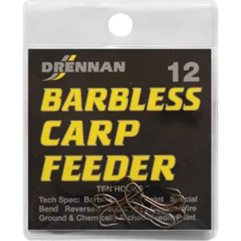 Rybářský háček Drennan háčky bez protihrotu Carp Feeder Barbless vel. 20
