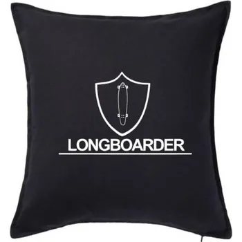 Polštář Longboarder - Polštář 50x50 - 50x50 - Včetně výplně ( Černá )
