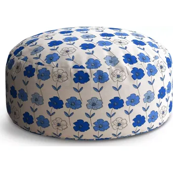 Sedací pytel Kulatý taburet Circle Modré květiny: 38x48 cm - Sablio