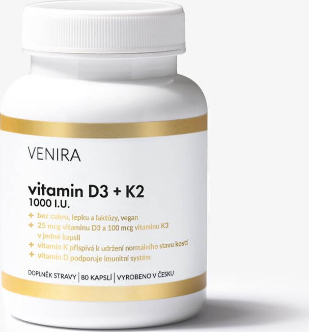 VENIRA vitamin D3 + K2, 80 kapslí