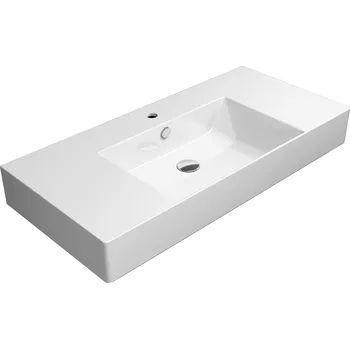 Umyvadlo GSI, KUBE X keramické umyvadlo 100x47 cm s odkládacími plochami, bílá ExtraGlaze, 9451111