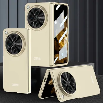 Pouzdro na mobilní telefon GKK 70761 GKK Plastový kryt se sklem pro vnější displej One Plus Open zlatý