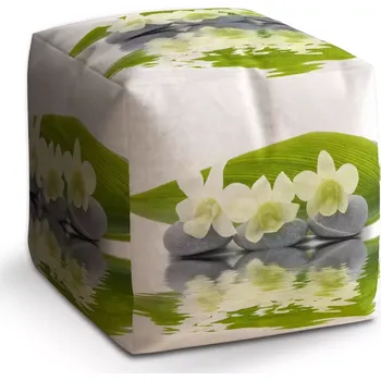 Taburet Taburet Kostka Bílá orchidej: 40x40x40 cm - Sablio