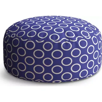 Sedací pytel Kulatý taburet Circle Bílé kruhy na modré: 38x48 cm - Sablio