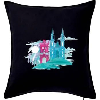 Polštář Praha v mlze - Polštář 50x50 - 50x50 - Pouze potah ( Černá )