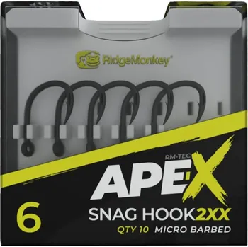Rybářský háček RidgeMonkey háček Ape-X Snag Hook 2XX Barbed Velikost 4