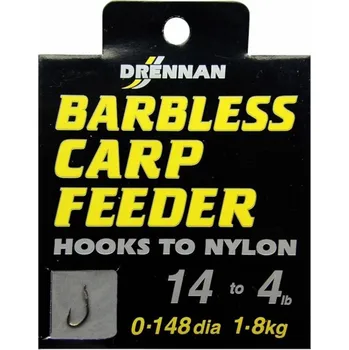 Rybářský háček Drennan návazce Barbless Carp Feeder 8 / 7lb