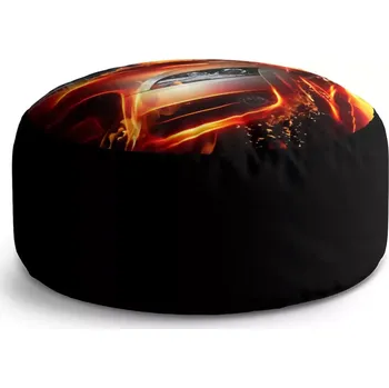 Sedací pytel Kulatý taburet Circle Auto v plamenech: 38x48 cm - Sablio