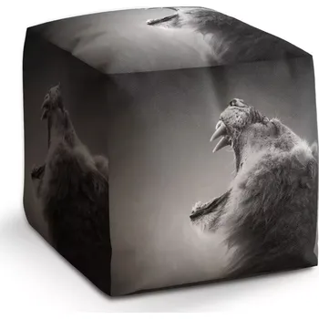 Taburet Taburet Kostka Řvoucí lev: 40x40x40 cm - Sablio