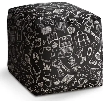 Taburet Taburet Kostka Černobílá škola: 40x40x40 cm - Sablio