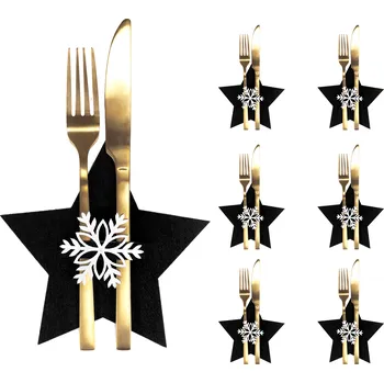 Příbor Rea Vánoční obal na příbory 6 ks Star Black