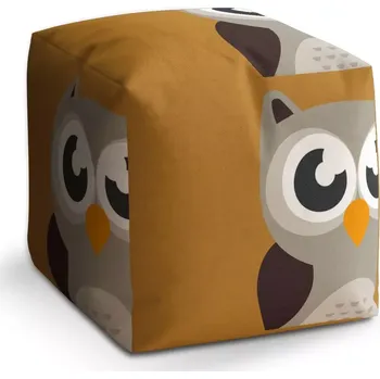 Taburet Taburet Kostka Kreslená sova: 40x40x40 cm - Sablio