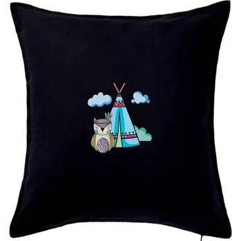 Polštář Indiánská sova - Polštář 50x50 - 50x50 - Pouze potah ( Černá )