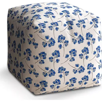 Taburet Taburet Kostka Modré kvítí: 40x40x40 cm - Sablio