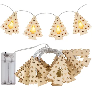 Vánoční dekorace Rea Vánoční osvětlení LED girlanda dřevěné vánoční stromky CD009