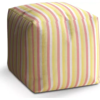 Taburet Taburet Kostka Žlutorůžové pruhy: 40x40x40 cm - Sablio