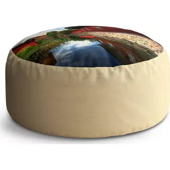 Sedací pytel Kulatý taburet Circle Červený dům: 38x48 cm - Sablio
