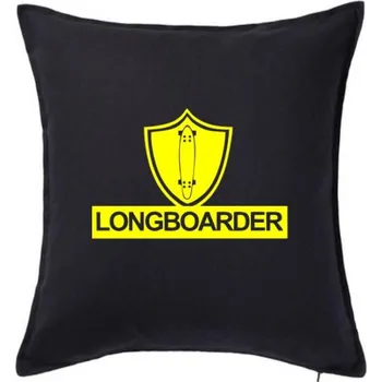 Polštář Longboarder logo - Polštář 50x50 - 50x50 - Pouze potah ( Černá )