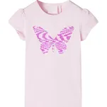 vidaXL Dětské tričko s nabíranými rukávy bledě růžové 116