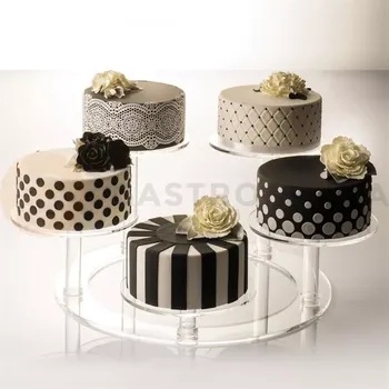 Potravinářské barvivo Stojan na dorty z plexiskla 5 polic, výška 260 mm, transparentní - 80A1400 | MARTELLATO, Loop