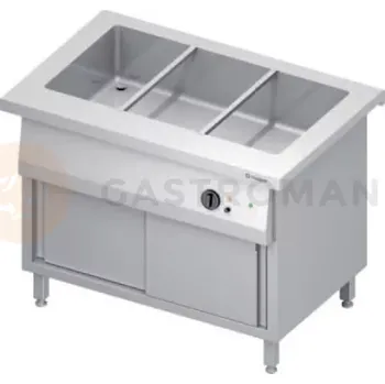 Zahradní skříň Stůl s vodní lázní 3xGN 1/1, jednokomorový, posuvná dvířka, vrchní deska ze žuly | STALGAST, ST 219