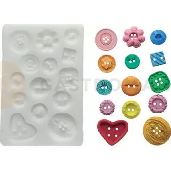 Výroba svíčky Forma na cukrovou hmotu SLK 266 - 14 knoflíků, 26x26 mm | SILIKOMART, Sugarflex Buttons